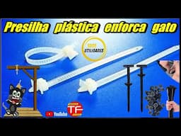 Presilha abraçadeira plástica enforca gato