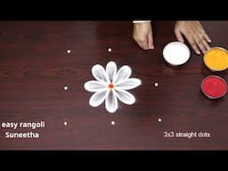 rangoli new designs with dots🌸simple kolam design🌸best muggulu designs🌸easy Square rangoli designs