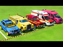 POLICE CARS, FIRE DEPARTMENT, AMBULANCE VEHICLES TRANSPORTING WITH TRUCKS ! Farming Simulator 22