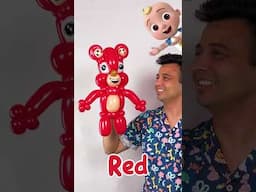 TEDDY BEAR BALLOONS! Rainbow Balloon Animal Challenge! Don't Pop Them! 🌈🐻 #shorts #cocomelon