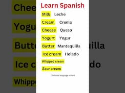 Dairy Products Vocabulary in Spanish