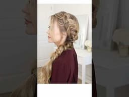Dutch Fishtail Side Braid 🍒 #hairtutorial #easyhairstyle#hairup #fishtailbraid #bohohairstyle #hair