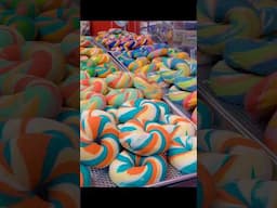 Making Colorful Rainbow Bagels #shorts