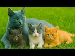 Playful cat playing with rabbit, duck, dog, horse, sheep - Kitten meow
