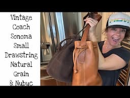 Vintage Coach Sonoma #4905 Small Drawstring Natural Grain #4931 Nubuc