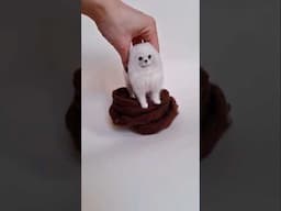 Needle felted Pomeranian dog sculpture 🐕