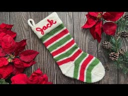 Knitted Striped Christmas Stocking