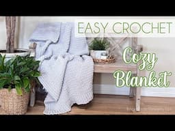 EASY CROCHET: Cozy Throw Blanket (Beginner-Friendly Crochet!)