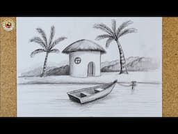 how to draw scenery with pencil step by step | easy drawing | dibujo