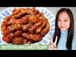 REZEPT: rote Schweinesticks | Schweinefleisch süß sauer | chinesisch kochen