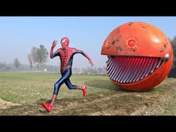 SPIDER-MAN vs Red PAC-MAN In Real Life | Compilation Video | #spiderman #pacman