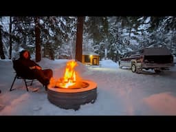 Winter Camping in a Homemade Mini Camper... Lots of Snow !!!
