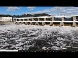 DRONE NA BARRAGEM DE BELVER RIO TEJO 25 MARÇO 2025 CAUDAL 2300 METROS CÚBICOS POR SEGUNDO