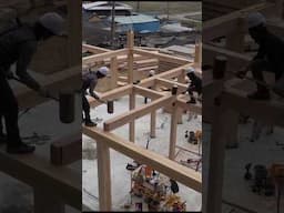 Process of making a beautiful Hanok. Skilled Korean Carpenter