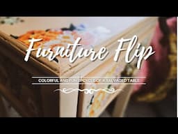 Furniture Flip • Salvaged Side Table • Colorful Table Makeover
