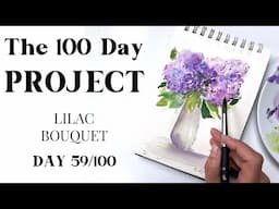 How to paint EASIEST lilac Bouquet. Painting idea 59/100
