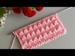 Rose Bud Embossed Knitting Stitch Pattern/ गुलाब की कली जैसी मोती वाली बुनाई