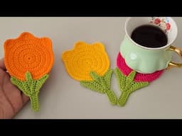Crochet Tulip Coaster Tutorial 🌷 | Perfect for Gifts & Home Decor