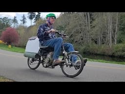 Motorized bike camping and soup can  twig stove