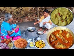 FISH CURRY recipe And ALU POSTO Recipe cooking &eating tribe couple.