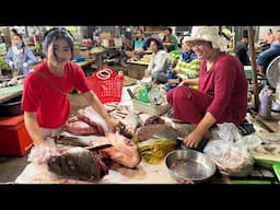 Market show: Big head fish is good for my recipe - Delicious head fish cooking