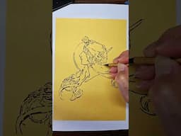 Master study of Alphonse Macha's Zodiac (1896) Sumi ink on Pre-mounted Golden Silk Paper