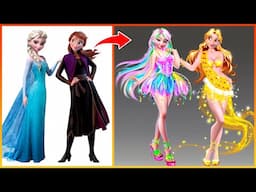 What would Elsa and Anna look like in moon, stars and rainbow themed outfits?