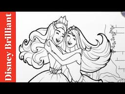 Barbie and the Popstar Movie Barbei and Friend Happy Together Coloring Drawing ll Disney Brilliant