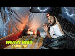 Solo Camping In Heavy Rain & Lightning Thunderstorm: Caught In a Rainstorm | Extreme Weather Camping