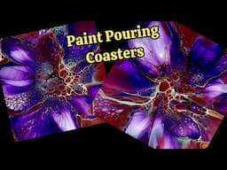 Easy Coasters, Acrylic Painting, Paint Pouring, #fluidart #acrylicpouring