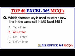 MS Office 365 MCQ | Excel 365 MCQ Questions and Answers