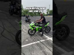 Motorcycle Stunt Man Hooks Up the Fans