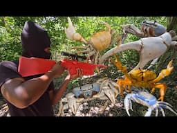How We Hunt Land Crabs In The Day || INSANE Hunting!