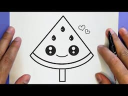 HOW TO DRAW A CUTE WATERMELON ICE CREAM, STEP BY STEP, DRAW Cute things
