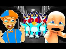 Baby and Blippi Escape THE BLUEY ARMY!