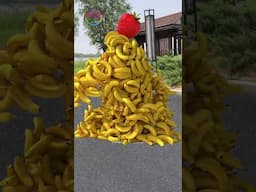 Create humanoid fruit characters🍉🍌🍏🍒 walking, touching and crumble...