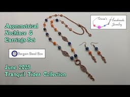 Asymmetrical Necklace & Earrings Set | Bargain Bead Box | June 2025 | Tranquil Tides Collection