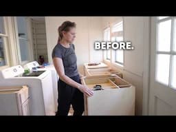 this laundry room is going to look COMPLETELY different... | DIY Laundry Room Makeover |