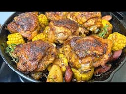 The CHICKEN THIGHS Recipe Every Home Cook Should Know!  Chicken Thighs Recipe w/ Potatoes and Corn!