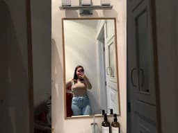 How easy is this!! 🤯 “faux” mirror frame hack for your rental/builder grade mirrors! Whaddya think?