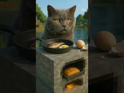 Fufik the cat in Minecraft resting by the Lake #minecraft #shorts
