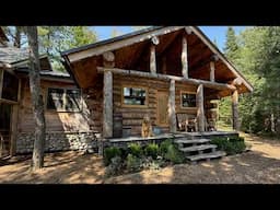 Off-Grid Log Cabin Makeover: Stone Veneer, Eavestrough, Landscaping & Campfire Cooking