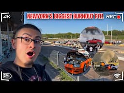 NY BIGGEST BURNOUT SHOW PT.2 💨🔥 *CAR CAUGHT ON FIRE*
