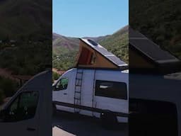Saving space inside with the bed on the roof! Custom Van Build ⛺️ #campervans #custombuilt