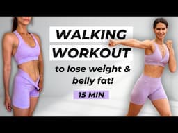 15 MIN WALKING CARDIO WORKOUT to LOSE BELLY FAT 🔥 | No Jumping, No Lunges