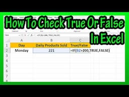 How To Check, Test, Use True Or False Conditions (Using The IF Function) In Excel Explained