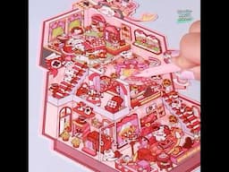 ASMR| Cute Bunny Dream Castle  | 3D Sticker Miniature House | Relaxing & Satisfying DIY  #stickers