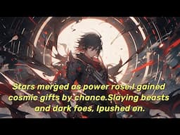 Stars merged as power rose.I gained cosmic gifts by chance.Slaying beasts and dark foes, Ipushed on.