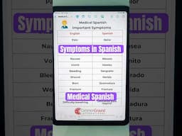 Medical Spanish: important symptoms #learnspanish #spanishvocab
