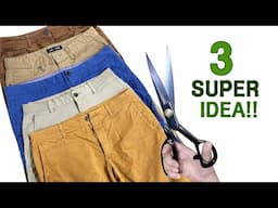 DIY 오래된 바지를 버리지 마세요. 놀라운 변신을 위한 3가지 아이디어!!/바지 리폼/옷수선